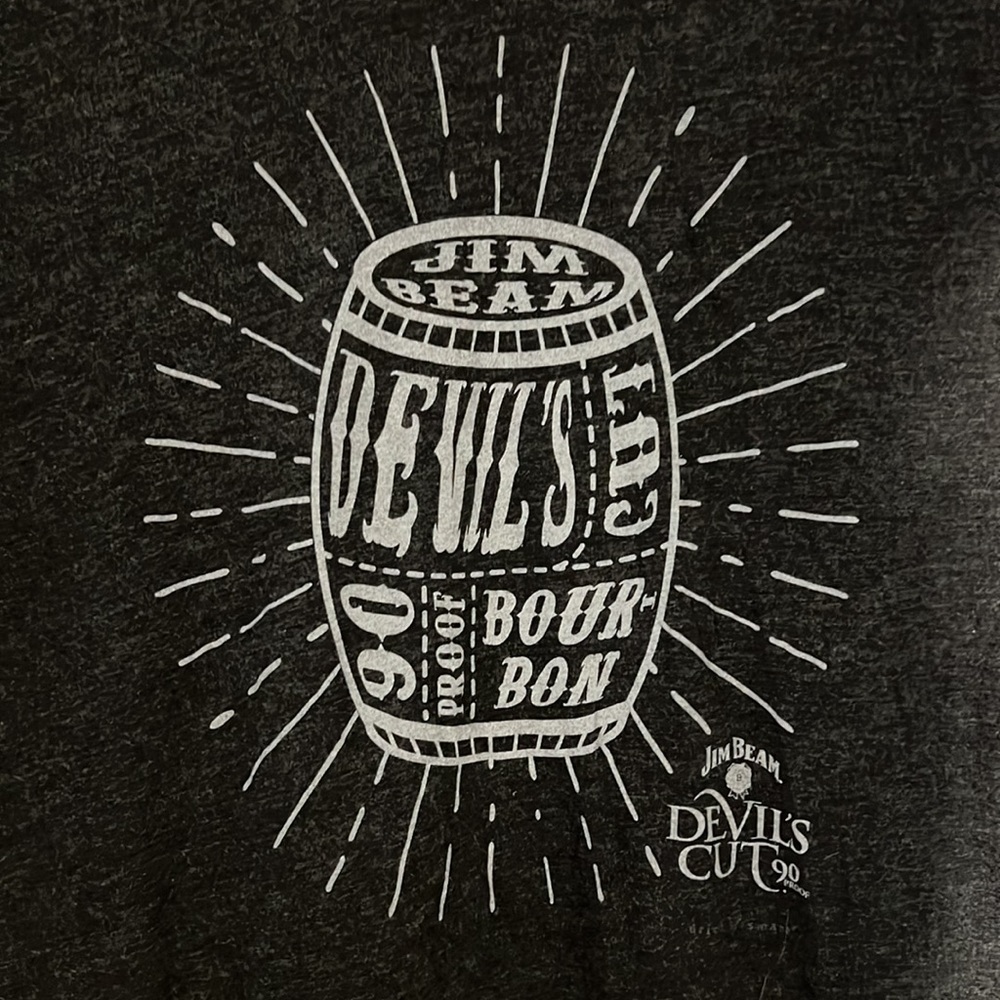 Jim Beam Devils cut gray t-shirt XL Unisex Bourbon graphic tees bar wear casual